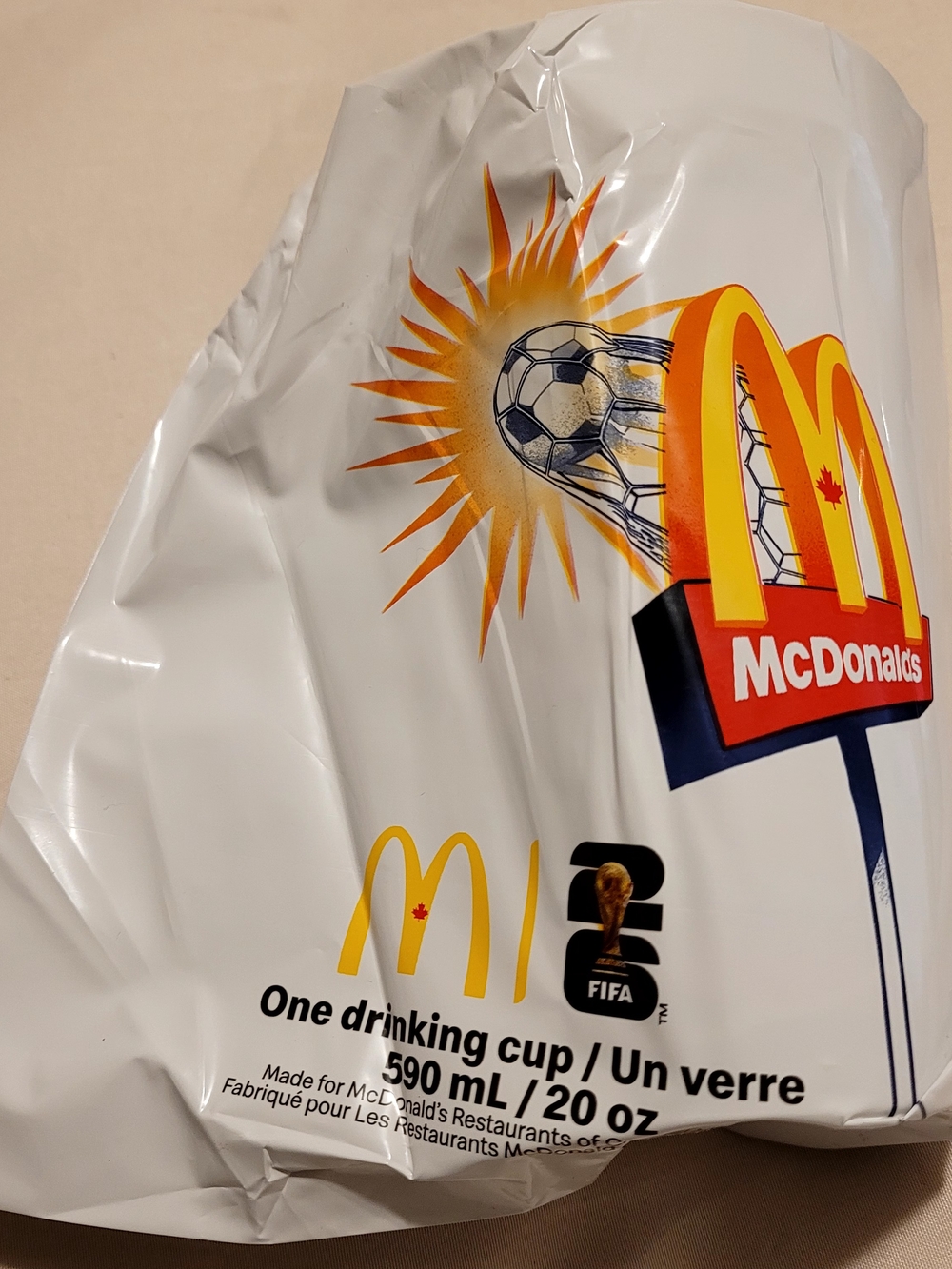McDonald's White Cup Sleeve with Black Print